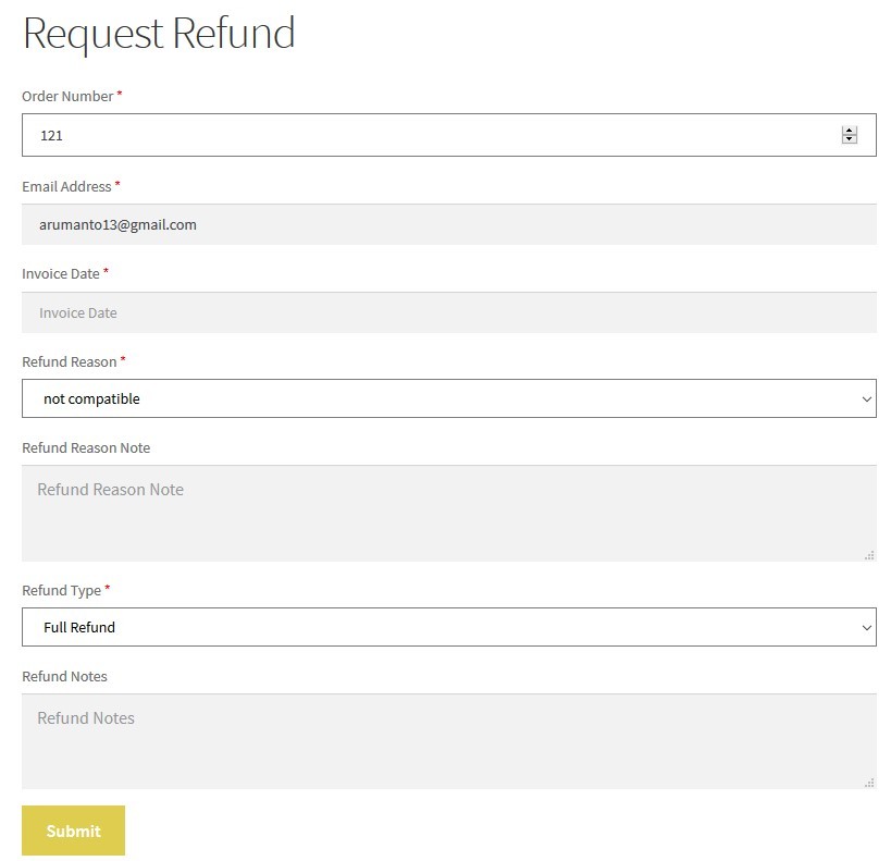 request refund front end